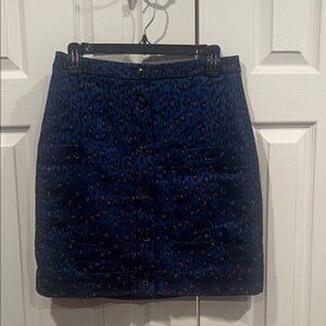 Banana Republic Dark Blue Leopard Pencil Skirt